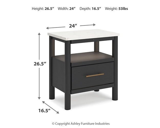 Cadmori King Upholstered Panel Bed with Mirrored Dresser and Nightstand