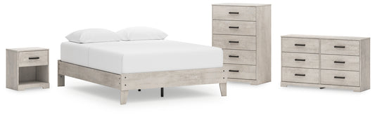 Shawburn Queen Platform Bed with Dresser, Chest and Nightstand